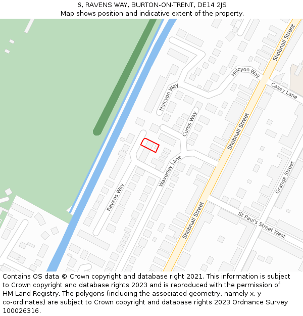 6, RAVENS WAY, BURTON-ON-TRENT, DE14 2JS: Location map and indicative extent of plot