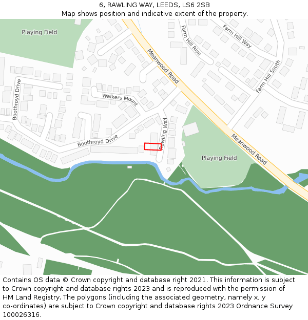 6, RAWLING WAY, LEEDS, LS6 2SB: Location map and indicative extent of plot