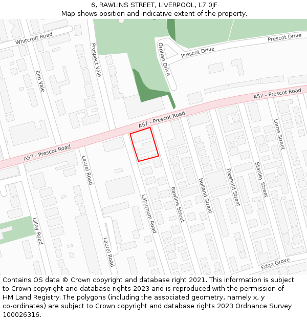 6, RAWLINS STREET, LIVERPOOL, L7 0JF: Location map and indicative extent of plot