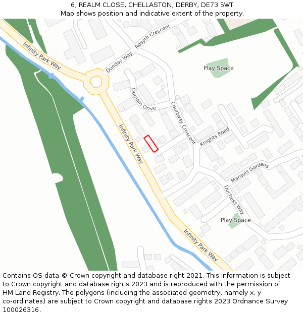 6, REALM CLOSE, CHELLASTON, DERBY, DE73 5WT: Location map and indicative extent of plot