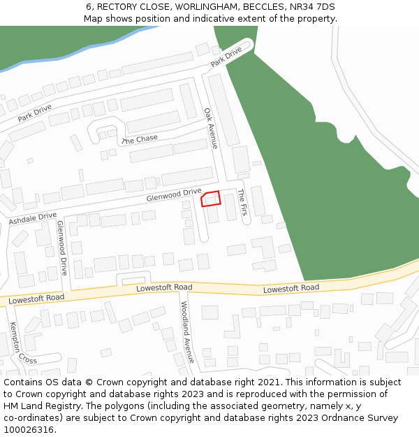 6, RECTORY CLOSE, WORLINGHAM, BECCLES, NR34 7DS: Location map and indicative extent of plot