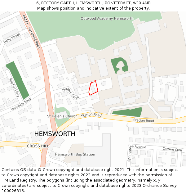 6, RECTORY GARTH, HEMSWORTH, PONTEFRACT, WF9 4NB: Location map and indicative extent of plot