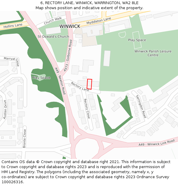 6, RECTORY LANE, WINWICK, WARRINGTON, WA2 8LE: Location map and indicative extent of plot