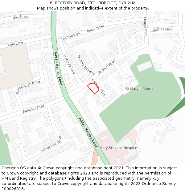 6, RECTORY ROAD, STOURBRIDGE, DY8 2HA: Location map and indicative extent of plot