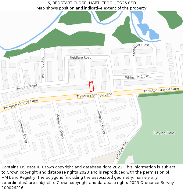 6, REDSTART CLOSE, HARTLEPOOL, TS26 0SB: Location map and indicative extent of plot