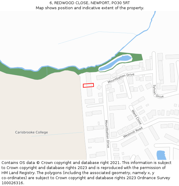 6, REDWOOD CLOSE, NEWPORT, PO30 5RT: Location map and indicative extent of plot