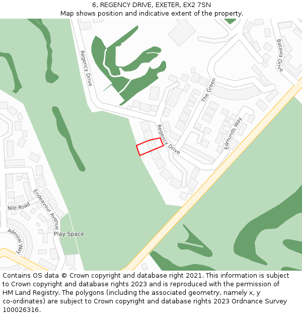 6, REGENCY DRIVE, EXETER, EX2 7SN: Location map and indicative extent of plot