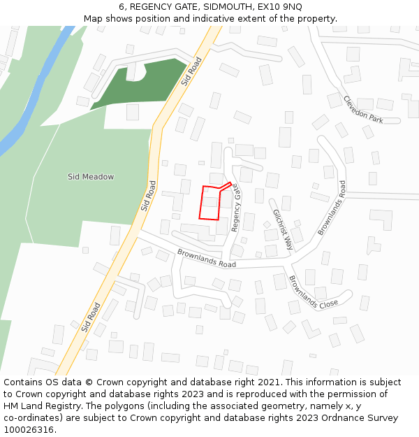 6, REGENCY GATE, SIDMOUTH, EX10 9NQ: Location map and indicative extent of plot