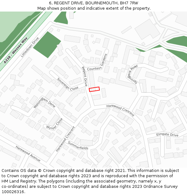 6, REGENT DRIVE, BOURNEMOUTH, BH7 7RW: Location map and indicative extent of plot