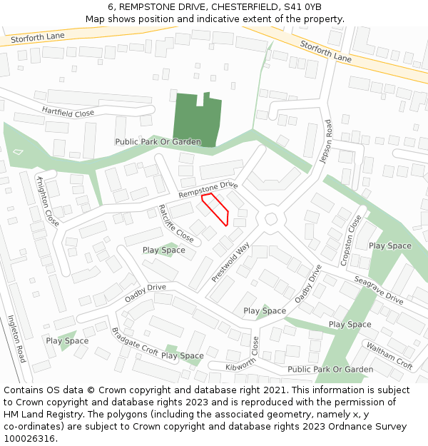 6, REMPSTONE DRIVE, CHESTERFIELD, S41 0YB: Location map and indicative extent of plot