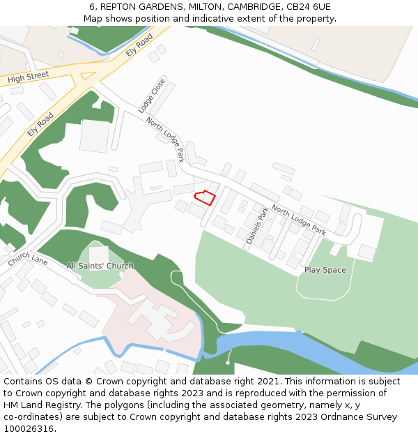 6, REPTON GARDENS, MILTON, CAMBRIDGE, CB24 6UE: Location map and indicative extent of plot