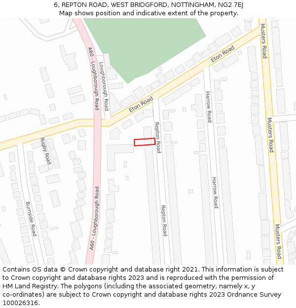 6, REPTON ROAD, WEST BRIDGFORD, NOTTINGHAM, NG2 7EJ: Location map and indicative extent of plot