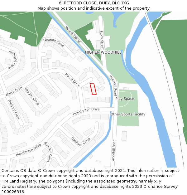 6, RETFORD CLOSE, BURY, BL8 1XG: Location map and indicative extent of plot