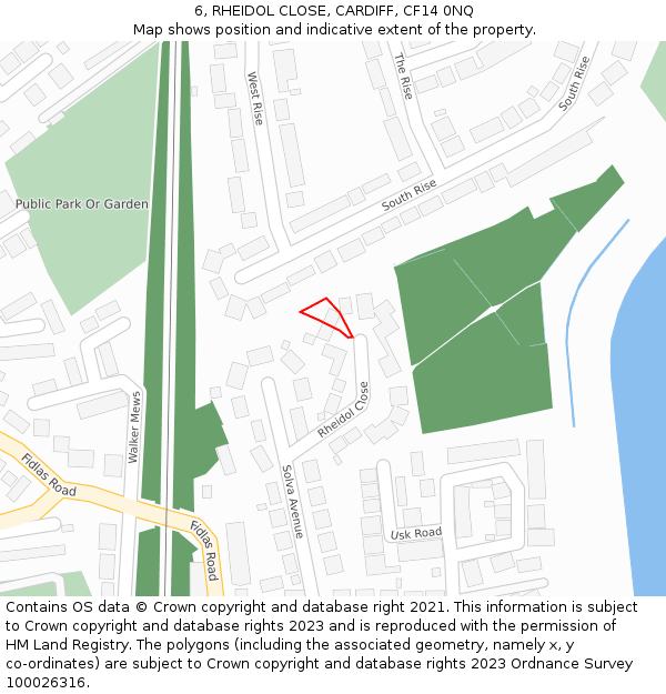 6, RHEIDOL CLOSE, CARDIFF, CF14 0NQ: Location map and indicative extent of plot