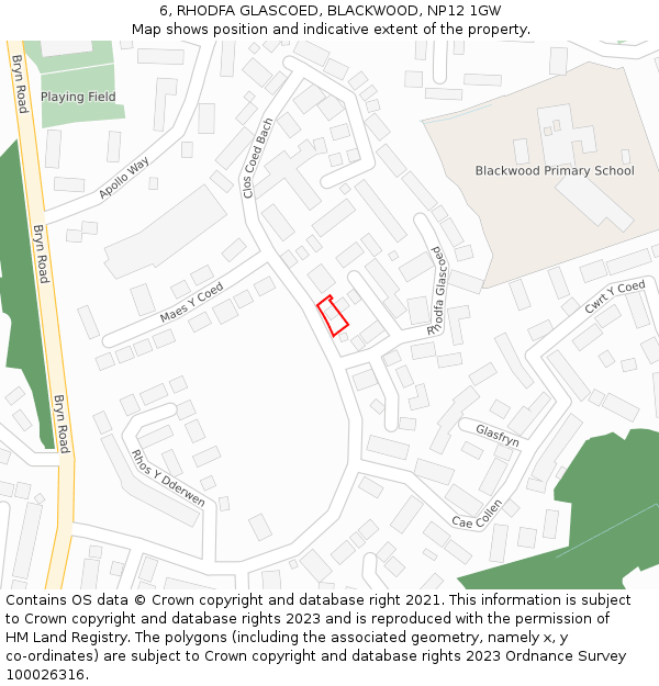 6, RHODFA GLASCOED, BLACKWOOD, NP12 1GW: Location map and indicative extent of plot