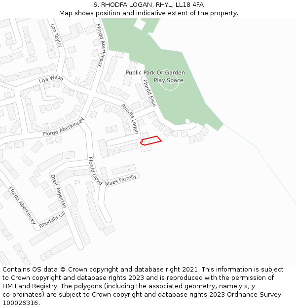 6, RHODFA LOGAN, RHYL, LL18 4FA: Location map and indicative extent of plot