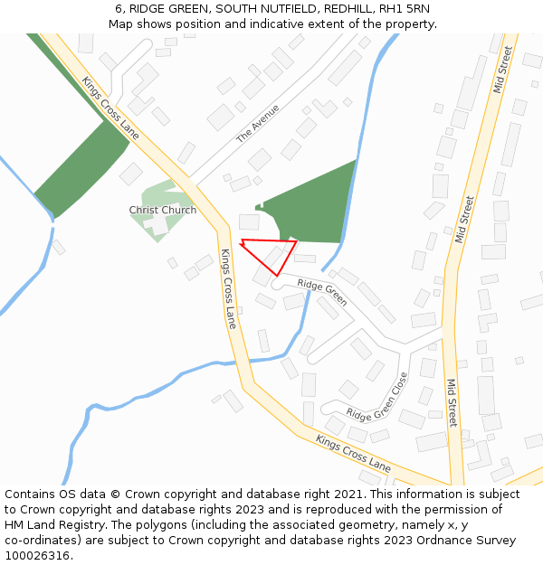 6, RIDGE GREEN, SOUTH NUTFIELD, REDHILL, RH1 5RN: Location map and indicative extent of plot