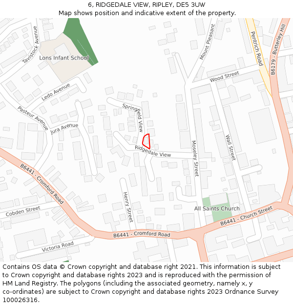 6, RIDGEDALE VIEW, RIPLEY, DE5 3UW: Location map and indicative extent of plot