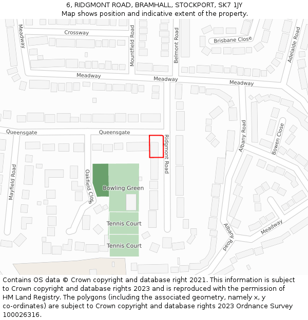 6, RIDGMONT ROAD, BRAMHALL, STOCKPORT, SK7 1JY: Location map and indicative extent of plot