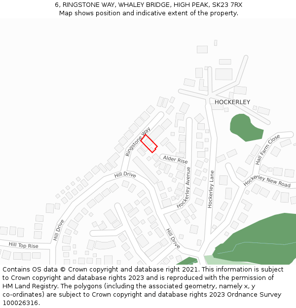 6, RINGSTONE WAY, WHALEY BRIDGE, HIGH PEAK, SK23 7RX: Location map and indicative extent of plot
