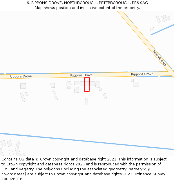 6, RIPPONS DROVE, NORTHBOROUGH, PETERBOROUGH, PE6 9AG: Location map and indicative extent of plot