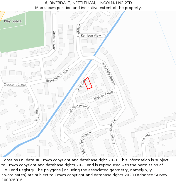 6, RIVERDALE, NETTLEHAM, LINCOLN, LN2 2TD: Location map and indicative extent of plot