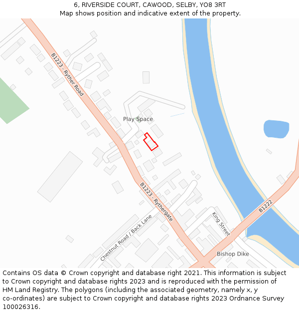 6, RIVERSIDE COURT, CAWOOD, SELBY, YO8 3RT: Location map and indicative extent of plot