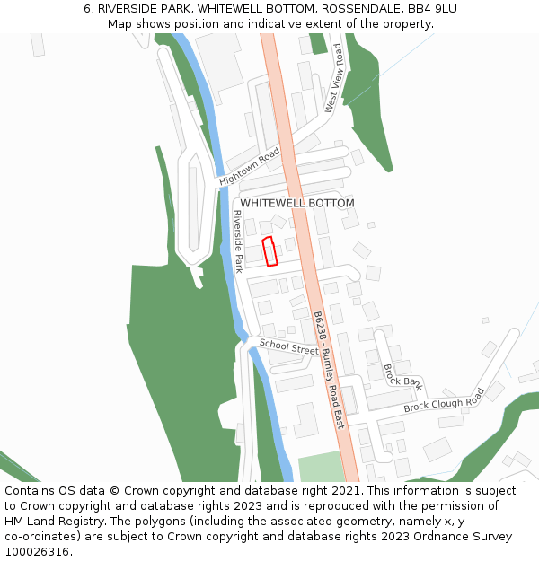 6, RIVERSIDE PARK, WHITEWELL BOTTOM, ROSSENDALE, BB4 9LU: Location map and indicative extent of plot