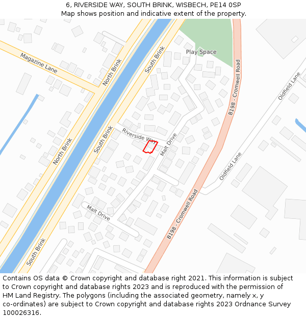 6, RIVERSIDE WAY, SOUTH BRINK, WISBECH, PE14 0SP: Location map and indicative extent of plot