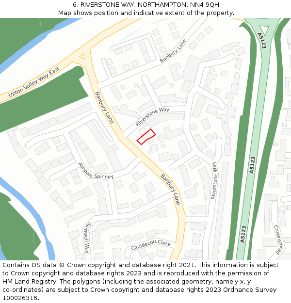 6, RIVERSTONE WAY, NORTHAMPTON, NN4 9QH: Location map and indicative extent of plot