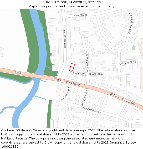 6, ROBIN CLOSE, TAMWORTH, B77 1GS: Location map and indicative extent of plot