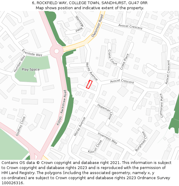 6, ROCKFIELD WAY, COLLEGE TOWN, SANDHURST, GU47 0RR: Location map and indicative extent of plot