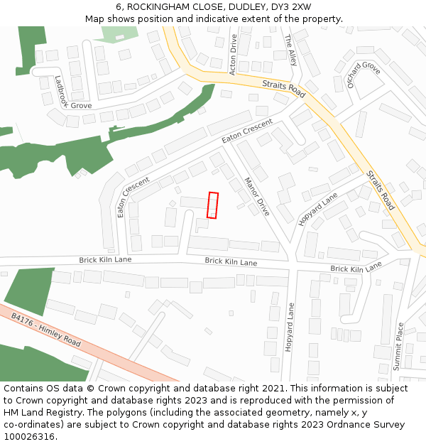 6, ROCKINGHAM CLOSE, DUDLEY, DY3 2XW: Location map and indicative extent of plot