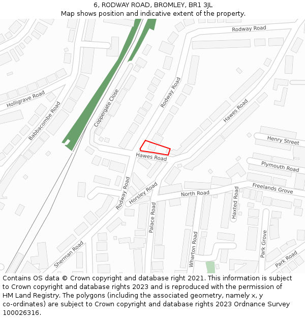 6, RODWAY ROAD, BROMLEY, BR1 3JL: Location map and indicative extent of plot