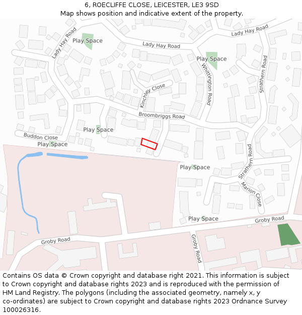 6, ROECLIFFE CLOSE, LEICESTER, LE3 9SD: Location map and indicative extent of plot