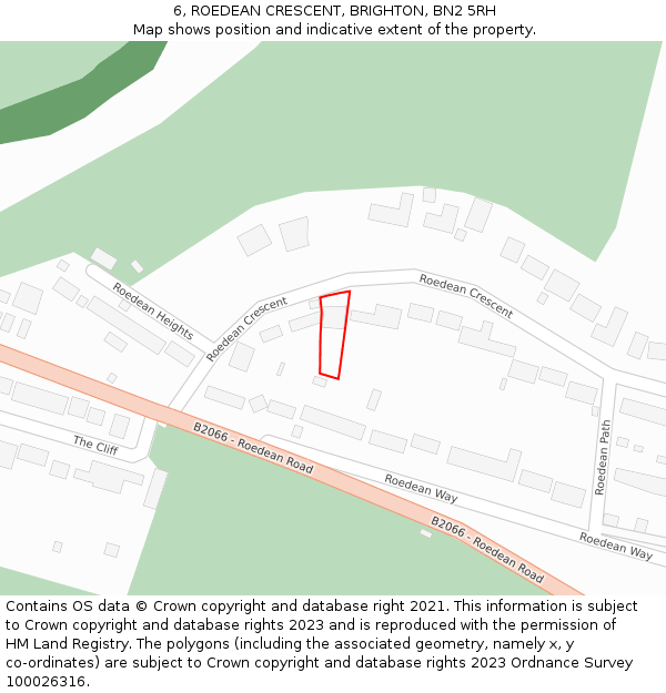 6, ROEDEAN CRESCENT, BRIGHTON, BN2 5RH: Location map and indicative extent of plot