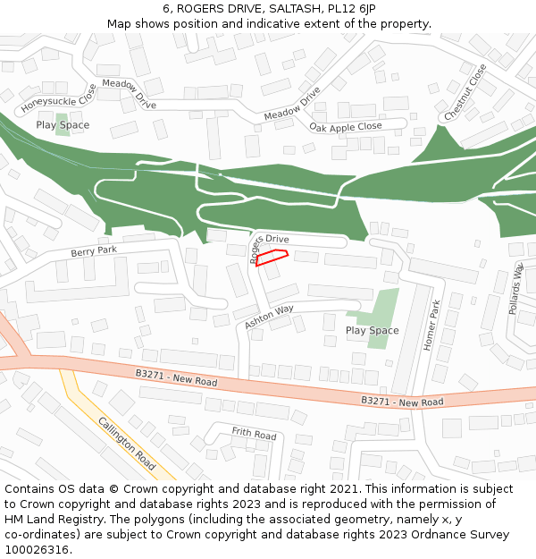 6, ROGERS DRIVE, SALTASH, PL12 6JP: Location map and indicative extent of plot