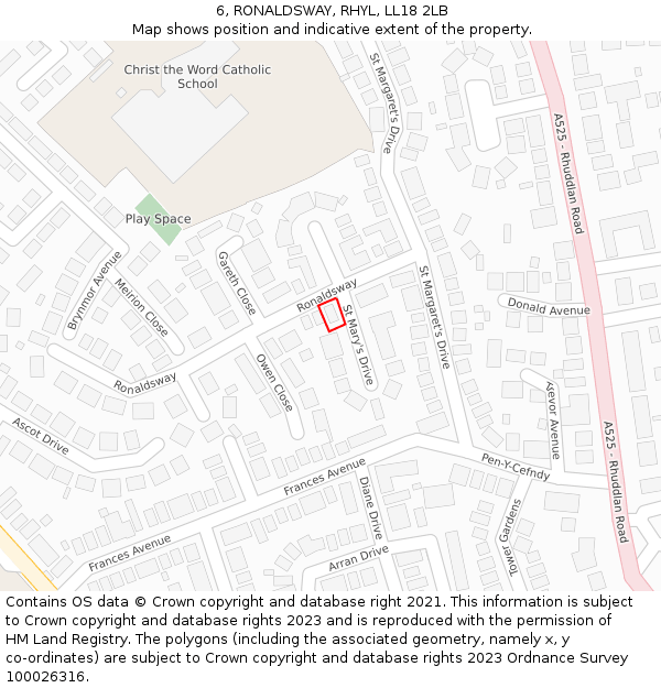 6, RONALDSWAY, RHYL, LL18 2LB: Location map and indicative extent of plot