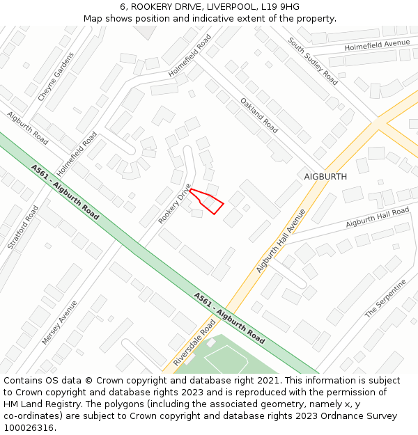 6, ROOKERY DRIVE, LIVERPOOL, L19 9HG: Location map and indicative extent of plot