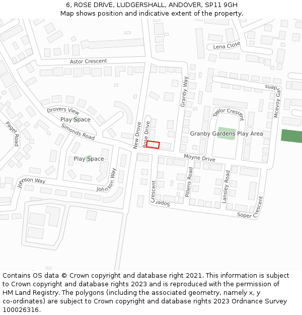 6, ROSE DRIVE, LUDGERSHALL, ANDOVER, SP11 9GH: Location map and indicative extent of plot