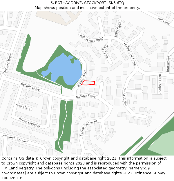 6, ROTHAY DRIVE, STOCKPORT, SK5 6TQ: Location map and indicative extent of plot