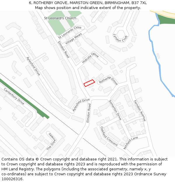 6, ROTHERBY GROVE, MARSTON GREEN, BIRMINGHAM, B37 7XL: Location map and indicative extent of plot