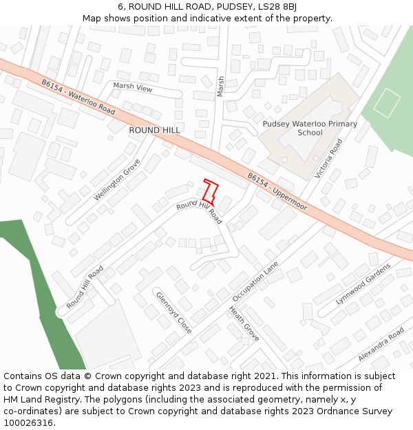 6, ROUND HILL ROAD, PUDSEY, LS28 8BJ: Location map and indicative extent of plot