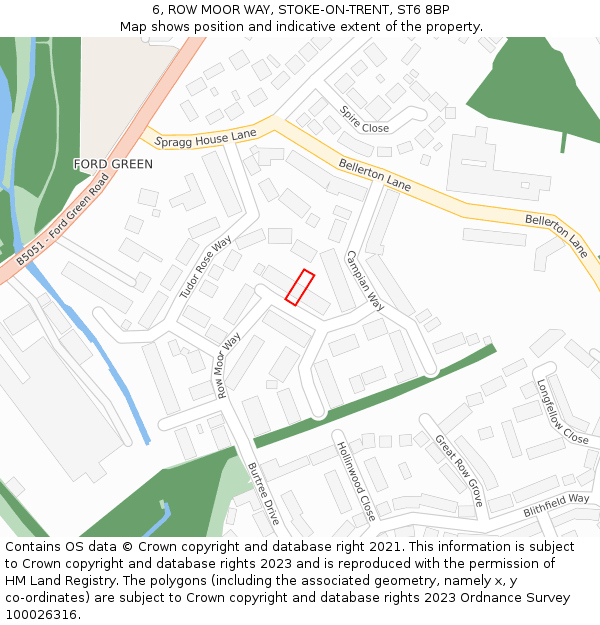 6, ROW MOOR WAY, STOKE-ON-TRENT, ST6 8BP: Location map and indicative extent of plot