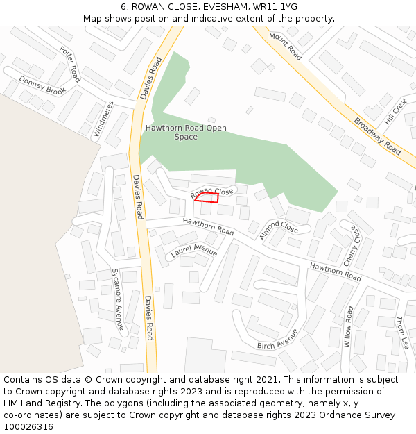 6, ROWAN CLOSE, EVESHAM, WR11 1YG: Location map and indicative extent of plot