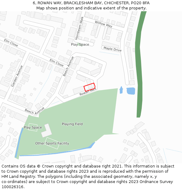 6, ROWAN WAY, BRACKLESHAM BAY, CHICHESTER, PO20 8FA: Location map and indicative extent of plot