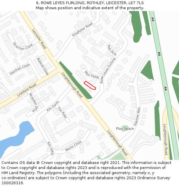 6, ROWE LEYES FURLONG, ROTHLEY, LEICESTER, LE7 7LS: Location map and indicative extent of plot