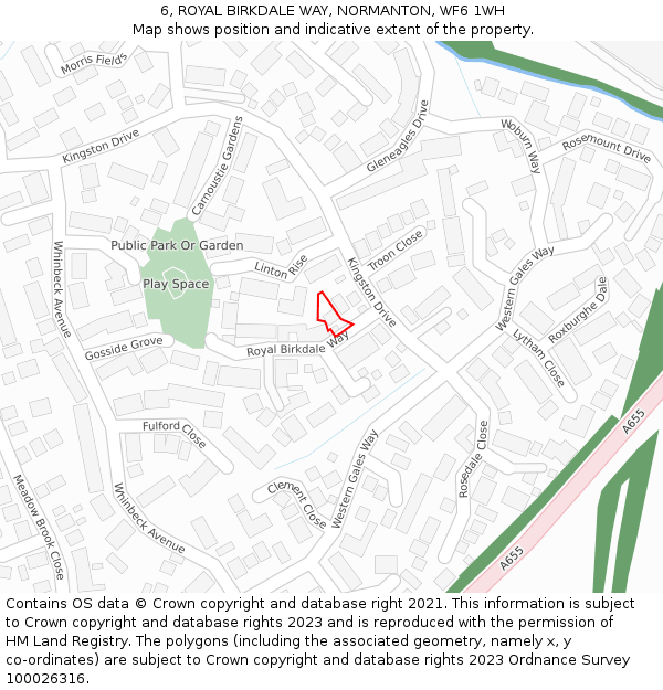 6, ROYAL BIRKDALE WAY, NORMANTON, WF6 1WH: Location map and indicative extent of plot