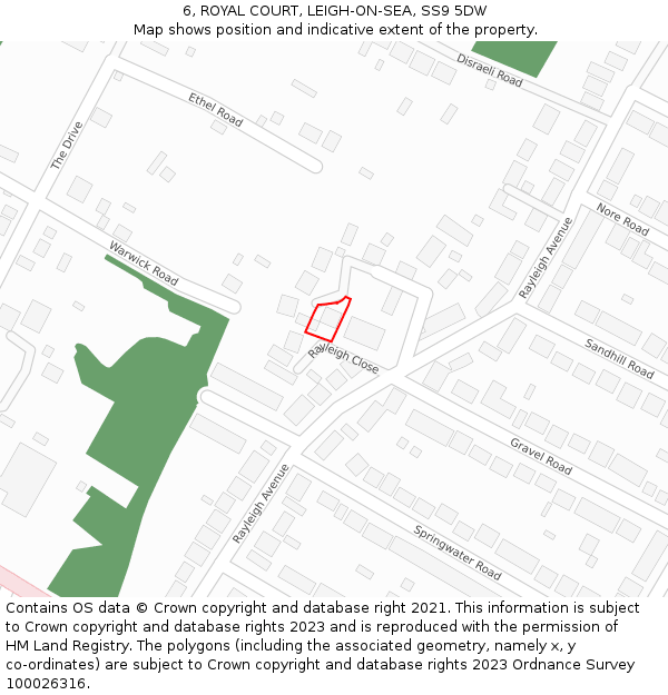 6, ROYAL COURT, LEIGH-ON-SEA, SS9 5DW: Location map and indicative extent of plot