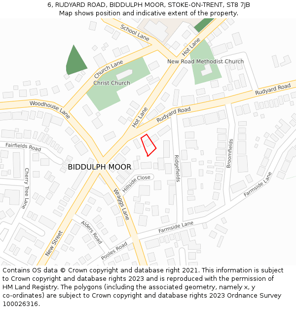 6, RUDYARD ROAD, BIDDULPH MOOR, STOKE-ON-TRENT, ST8 7JB: Location map and indicative extent of plot